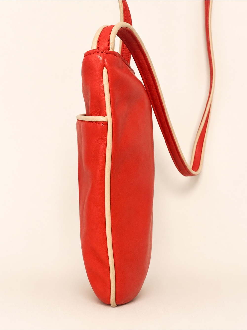 Loewe Vintage Red Leather Crossbody Shoulder Bag Cream Trim Spain - Picture 5 of 12